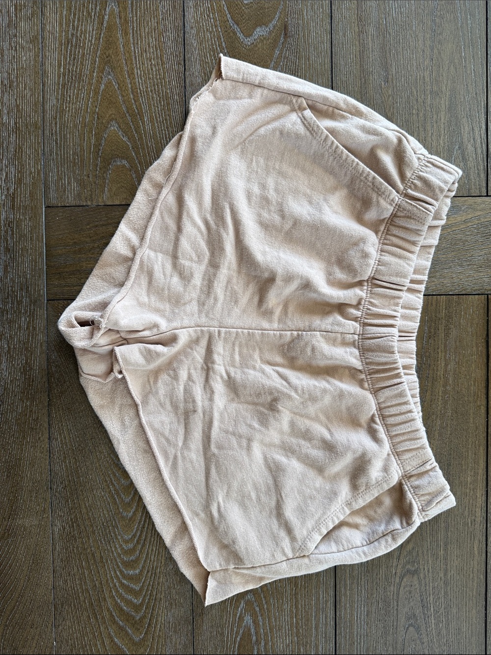 Mighty Fine Women's Light Beige Elastic Waist Athletic Shorts